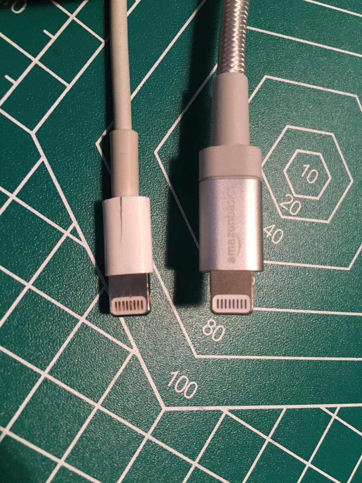 Amazon Basics USB-A to Lightning Charger Cable, MFi Certified, Nylon Braided Cord, Fast Charging for Apple iPhone 14 13 12 11 X Xs Pro, Pro Max, Plus, iPad, 6 Foot, Silver Customer Review Amazon Basics USB-A to Lightning Charger Cable, MFi Certified, Nylon Braided Cord, Fast Charging for Apple iPhone 14 13 12 11 X Xs Pro, Pro Max, Plus, iPad, 6 Foot, Silver - Customer Photo 1