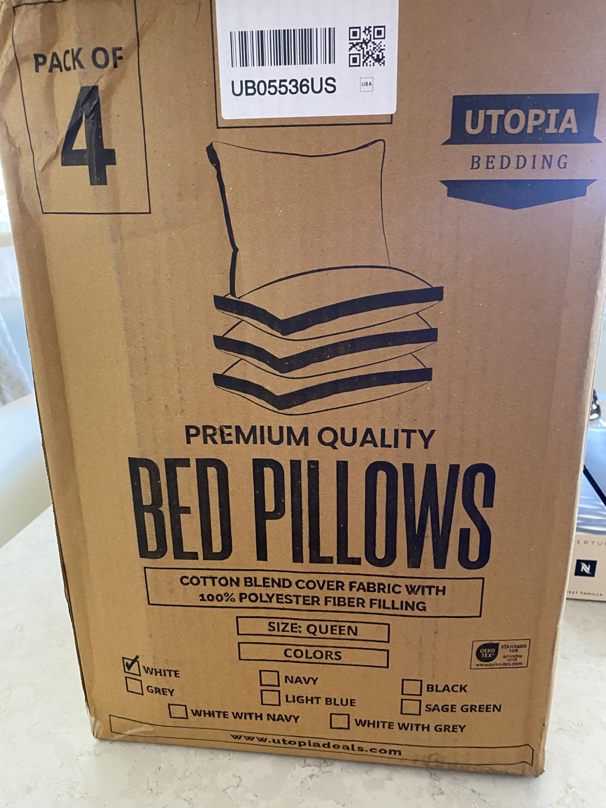 Utopia Bedding Bed Pillows for Sleeping Queen Size (White), Set of 2, Soft & Fluffy Pillow with Down Alternative Filling, Cooling, Hotel Quality, Gusseted Pillow for Back, Stomach or Side Sleepers Customer Review Utopia Bedding Bed Pillows for Sleeping Queen Size (White), Set of 2, Soft & Fluffy Pillow with Down Alternative Filling, Cooling, Hotel Quality, Gusseted Pillow for Back, Stomach or Side Sleepers - Customer Photo 1