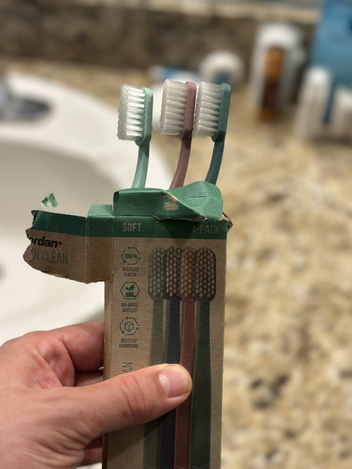 Jordan* Green Clean Manual Toothbrush | Sustainable, Scandinavian Design, Soft Bristles, Mixed Colors | 4 Units - Customer Photo 5