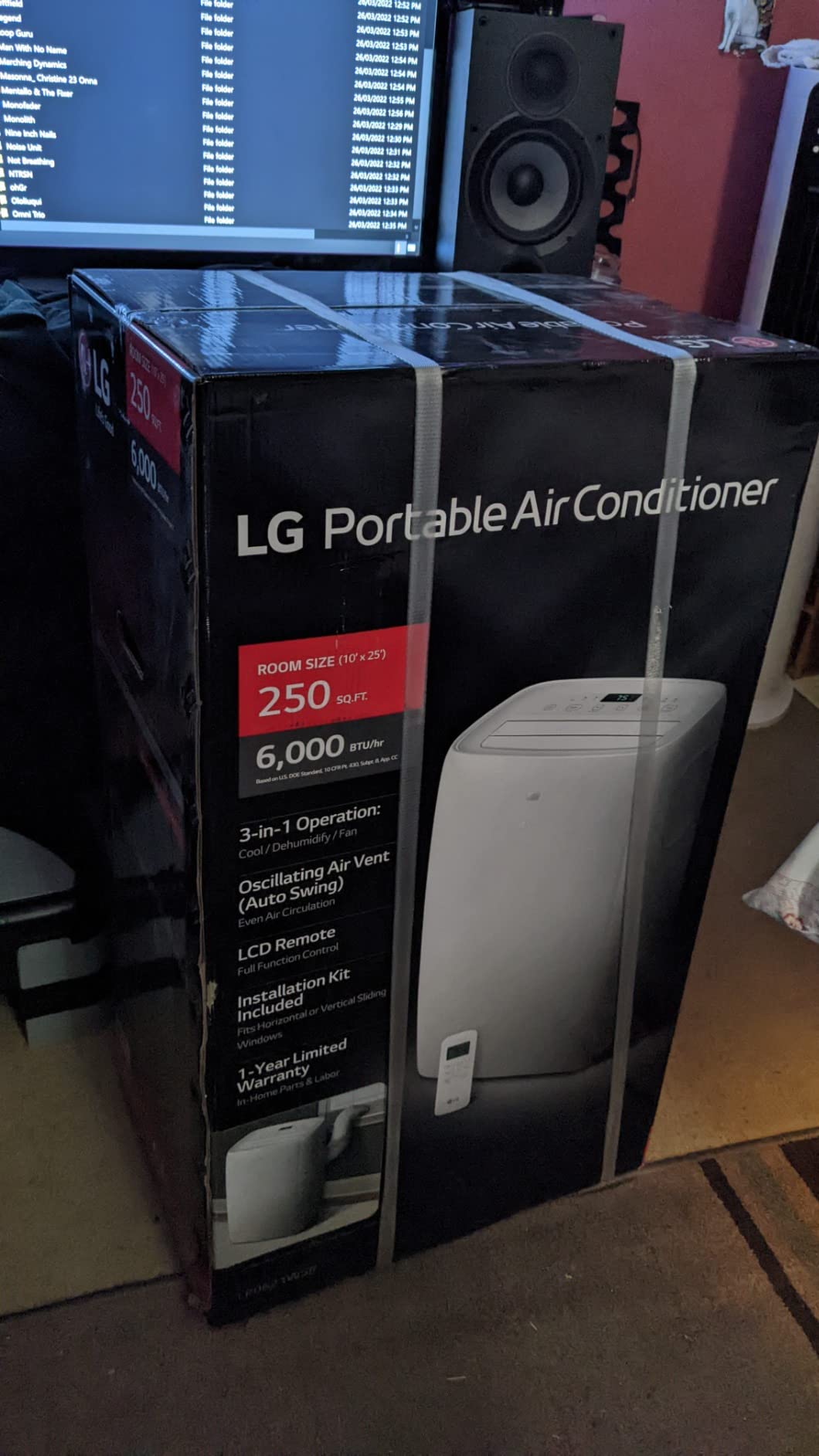 LG 6,000 BTU DOE 8,000 BTU ASHRAE Portable Air Conditioner, 115V, Cools 250 Sq.Ft. (10' x 25' Room Size), Quiet Operation, LCD Remote Control, and Window Installation Kit, White - Customer Photo 2