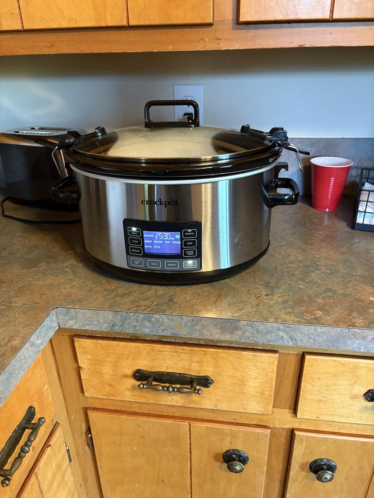 Crock-Pot 7-Quart Slow Cooker, Portable Programmable with Timer, Locking Lid, Stainless Steel - Customer Photo 1