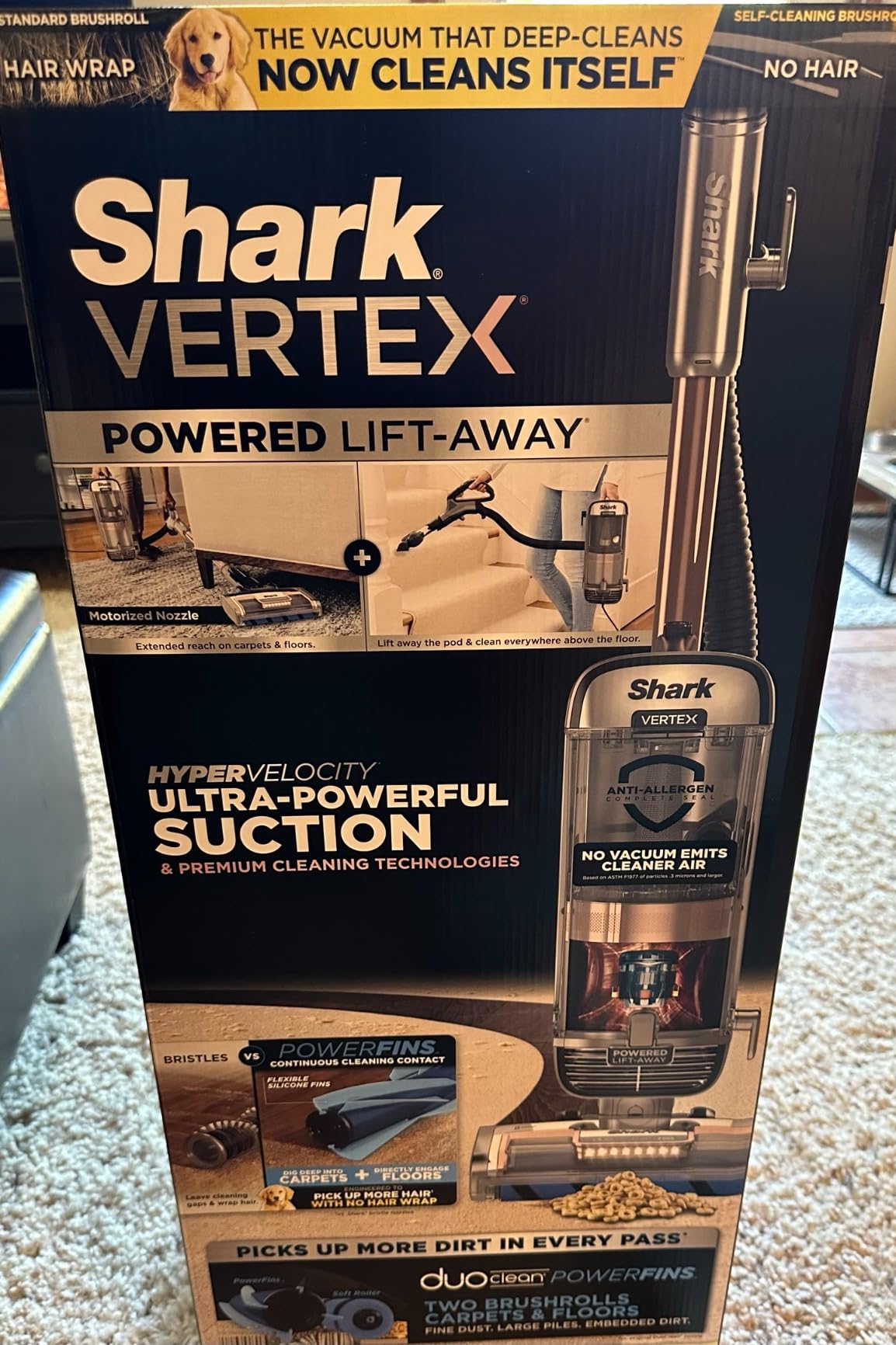 Shark Upright Vacuum, Stratos with DuoClean PowerFins, HairPro, Powered Lift-Away, Self-Cleaning Brushroll, & Odor Neutralizer Technology, Navy, AZ3002 - Customer Photo 1