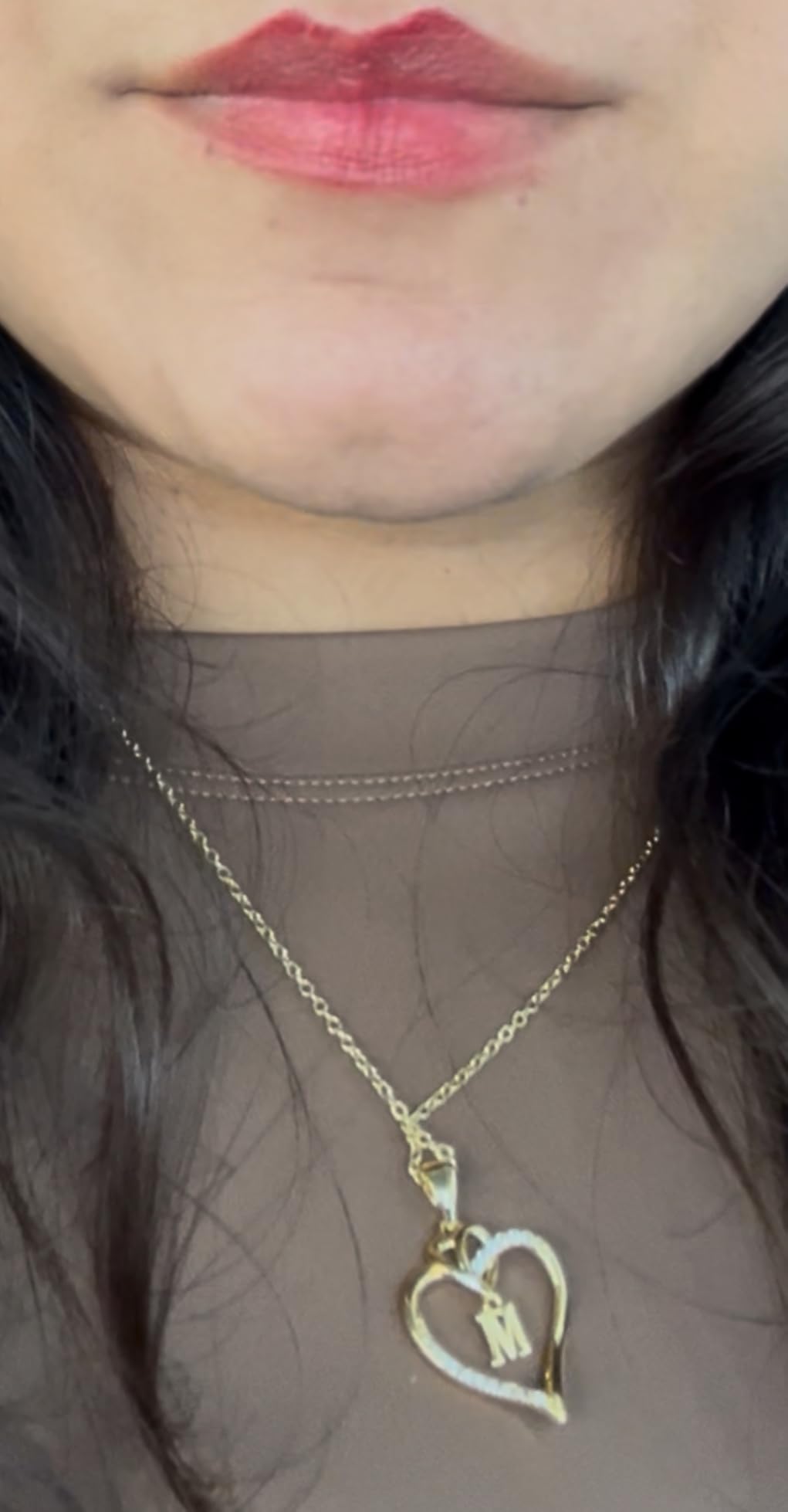 STORUP Valentines Gifts for Her Teen Girls - Heart Initial Necklaces for Women Girls, 14K-Gold-Plated CZ Initial A-Z Heart Necklaces for Teen Girl Jewelry Valentines Gifts for Women Mom Wife Sister - Customer Photo 1