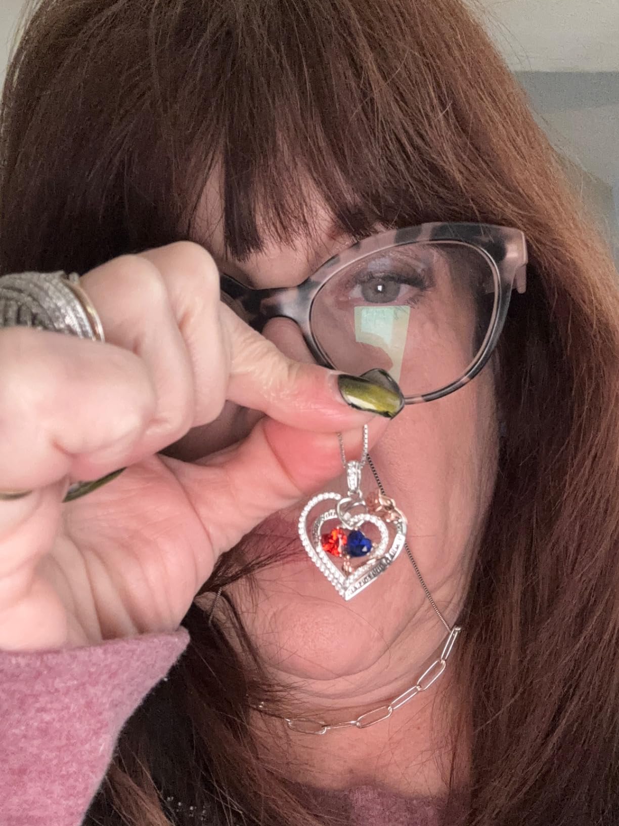 Valentines Day Gifts for Her Wife - 925 Sterling Silver Double Birthstone Necklace, Anniversary Birthday Gifts for Women - Customer Photo 3