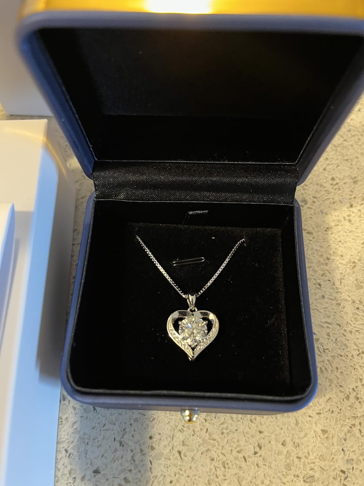 Moissanite Necklace for Women, 1-3 Carat Heart Necklace Engraved with 'I LOVE YOU', Birthday Gift for Wife, Anniversary Present for Wife Women, Jewelry Gifts for Valentine's Day - Customer Photo 2
