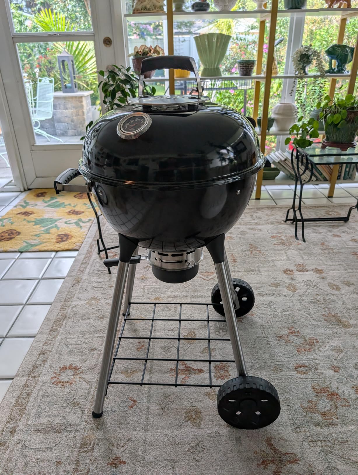 Napoleon NK18 Premium Charcoal Kettle Grill, Black, Porcelain-Enameled Lid and Bowl, Chrome-Plated Cooking Grid - Customer Photo 2