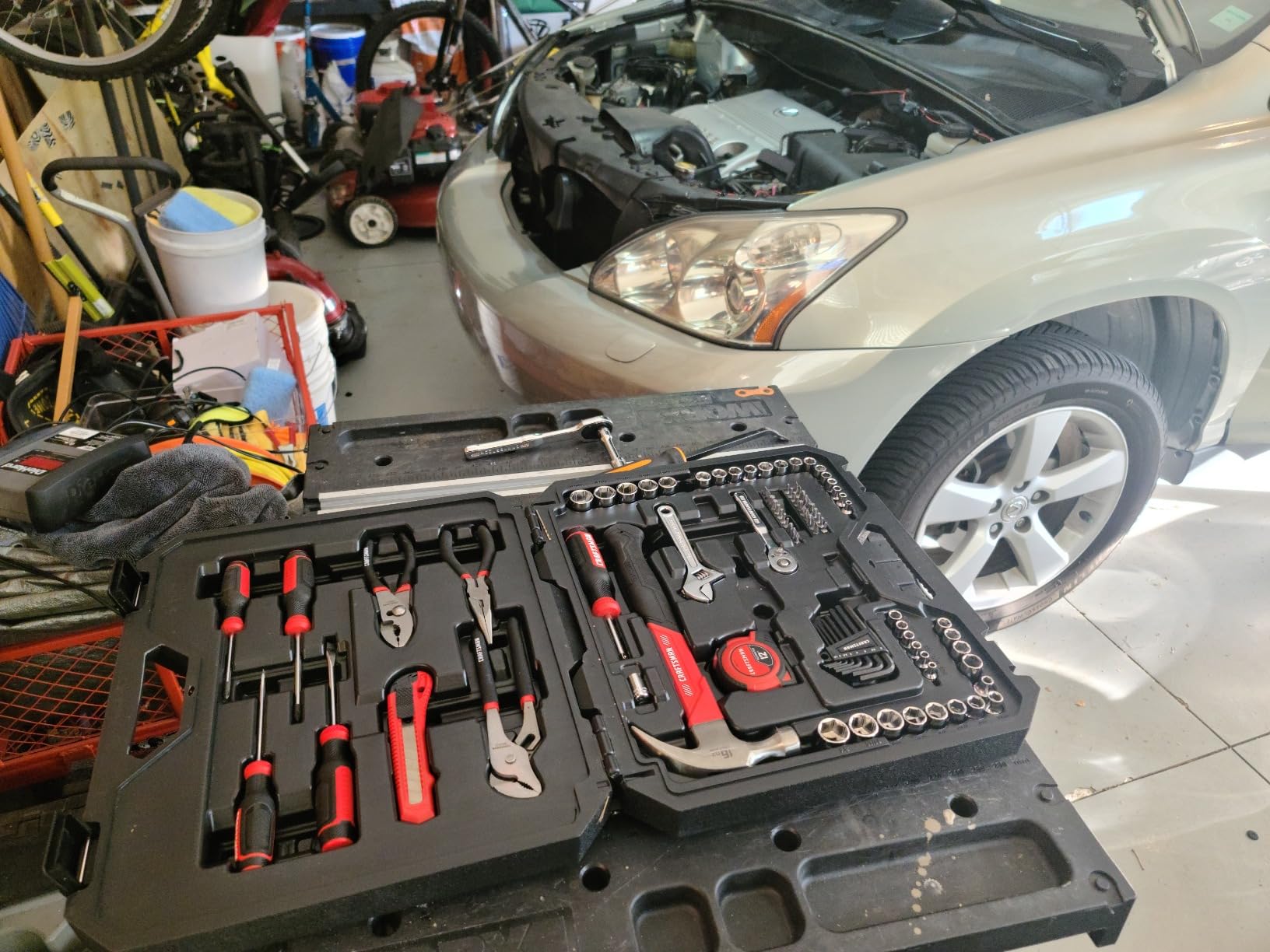 CRAFTSMAN 102-Piece Tool Kit for Home and Car, Durable Hand Tools Set with SAE and Metric Socket Set, Screwdrivers, Wrench, Hammer, Pliers, Knife, Hex Keys, Specialty Bits, Tape Measure (CMMT99449) Customer Review CRAFTSMAN 102-Piece Tool Kit for Home and Car, Durable Hand Tools Set with SAE and Metric Socket Set, Screwdrivers, Wrench, Hammer, Pliers, Knife, Hex Keys, Specialty Bits, Tape Measure (CMMT99449) - Customer Photo 3