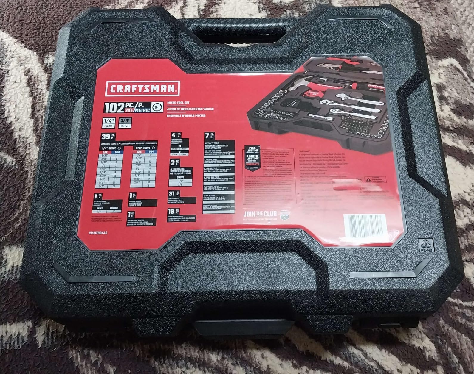 CRAFTSMAN 102-Piece Tool Kit for Home and Car, Durable Hand Tools Set with SAE and Metric Socket Set, Screwdrivers, Wrench, Hammer, Pliers, Knife, Hex Keys, Specialty Bits, Tape Measure (CMMT99449) Customer Review CRAFTSMAN 102-Piece Tool Kit for Home and Car, Durable Hand Tools Set with SAE and Metric Socket Set, Screwdrivers, Wrench, Hammer, Pliers, Knife, Hex Keys, Specialty Bits, Tape Measure (CMMT99449) - Customer Photo 5