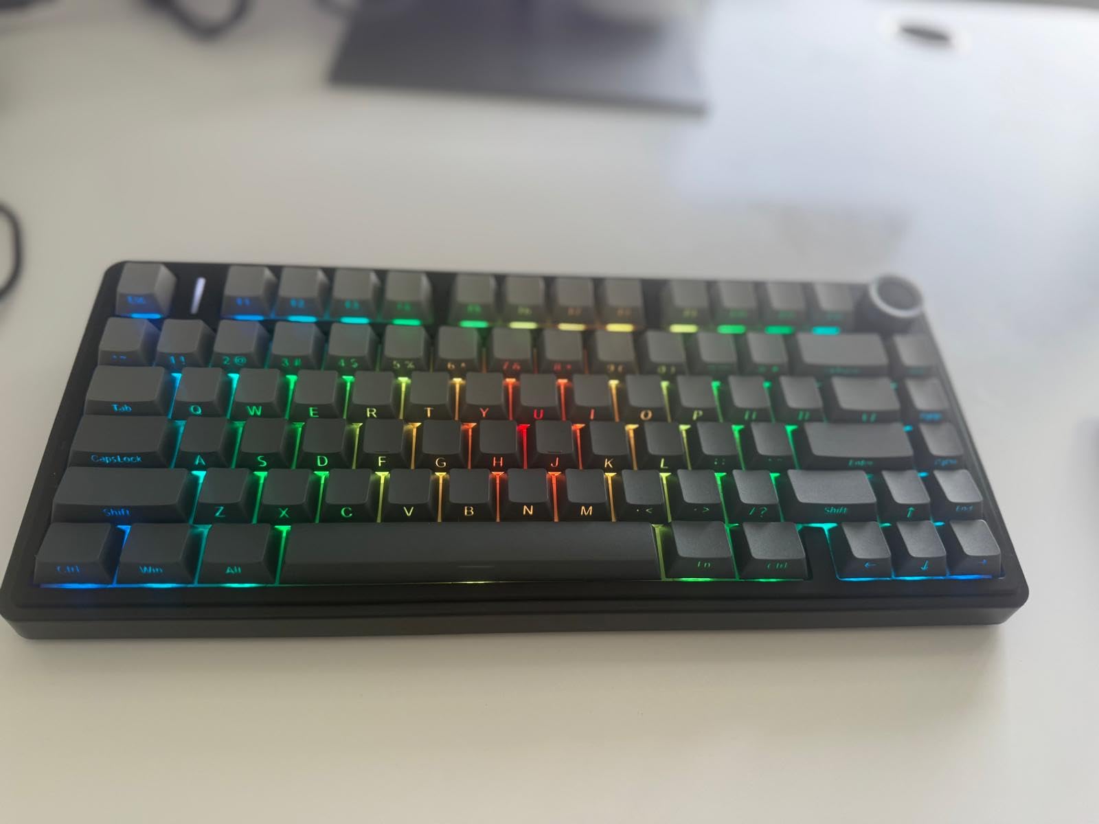 AULA F75 Pro Wireless Mechanical Keyboard,75% Hot Swappable Custom Keyboard with Knob,RGB Backlit,Pre-lubed Reaper Switches,Side Printed PBT Keycaps,2.4GHz/USB-C/BT5.0 Mechanical Gaming Keyboards Customer Review AULA F75 Pro Wireless Mechanical Keyboard,75% Hot Swappable Custom Keyboard with Knob,RGB Backlit,Pre-lubed Reaper Switches,Side Printed PBT Keycaps,2.4GHz/USB-C/BT5.0 Mechanical Gaming Keyboards - Customer Photo 1