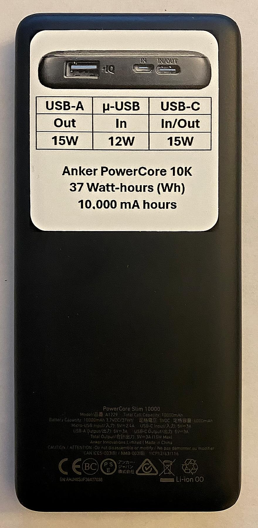 Anker Power Bank(PowerCore 10K), Compact Travel-Ready 10,000mAh Battery Pack with PowerIQ Charging Technology, 5V/3A High-Speed Charging for iPhone, iPad,and More (1, Black) Customer Review Anker Power Bank(PowerCore 10K), Compact Travel-Ready 10,000mAh Battery Pack with PowerIQ Charging Technology, 5V/3A High-Speed Charging for iPhone, iPad,and More (1, Black) - Customer Photo 1