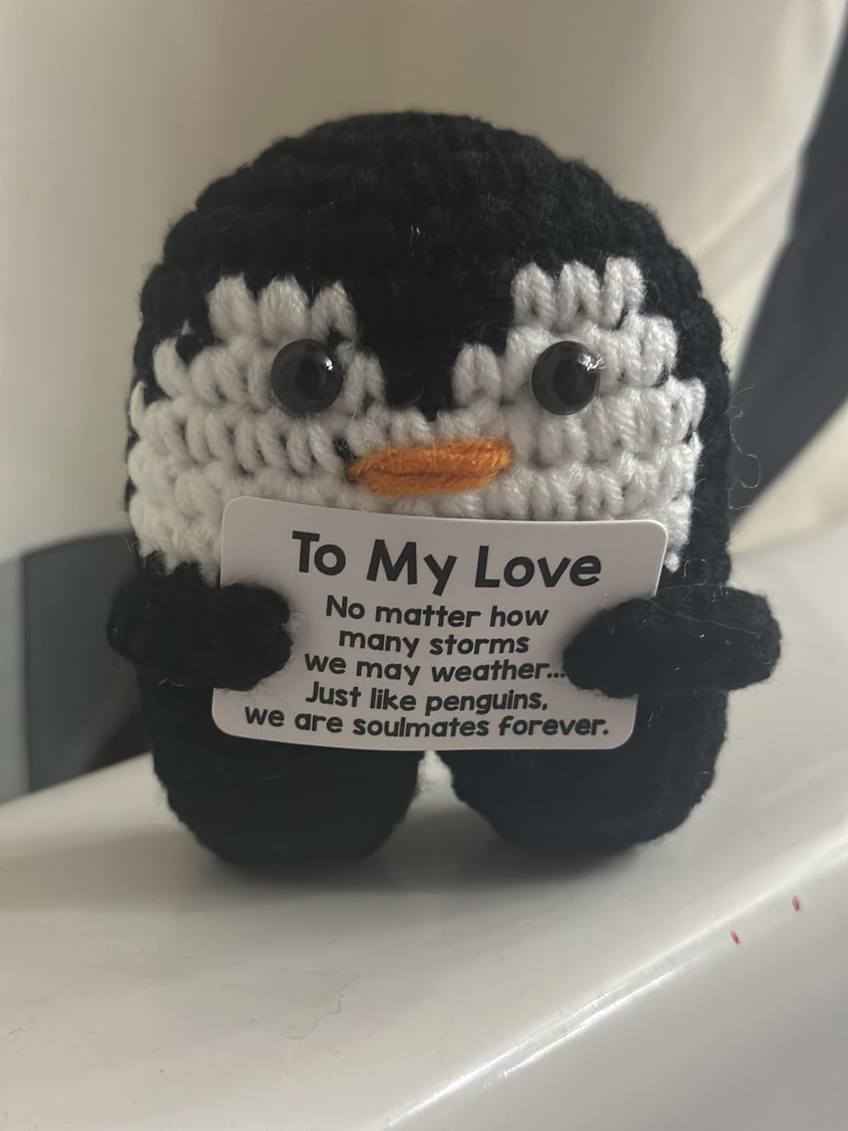Valentines Day Gifts for Him Her, To My Love Handmade Crochet Mini Penguin Anniversary Birthday Gift for Boyfriend Girlfriend Wife Husband, Romantic I Love You Valentines Gifts for Women Men Couple - Customer Photo 4