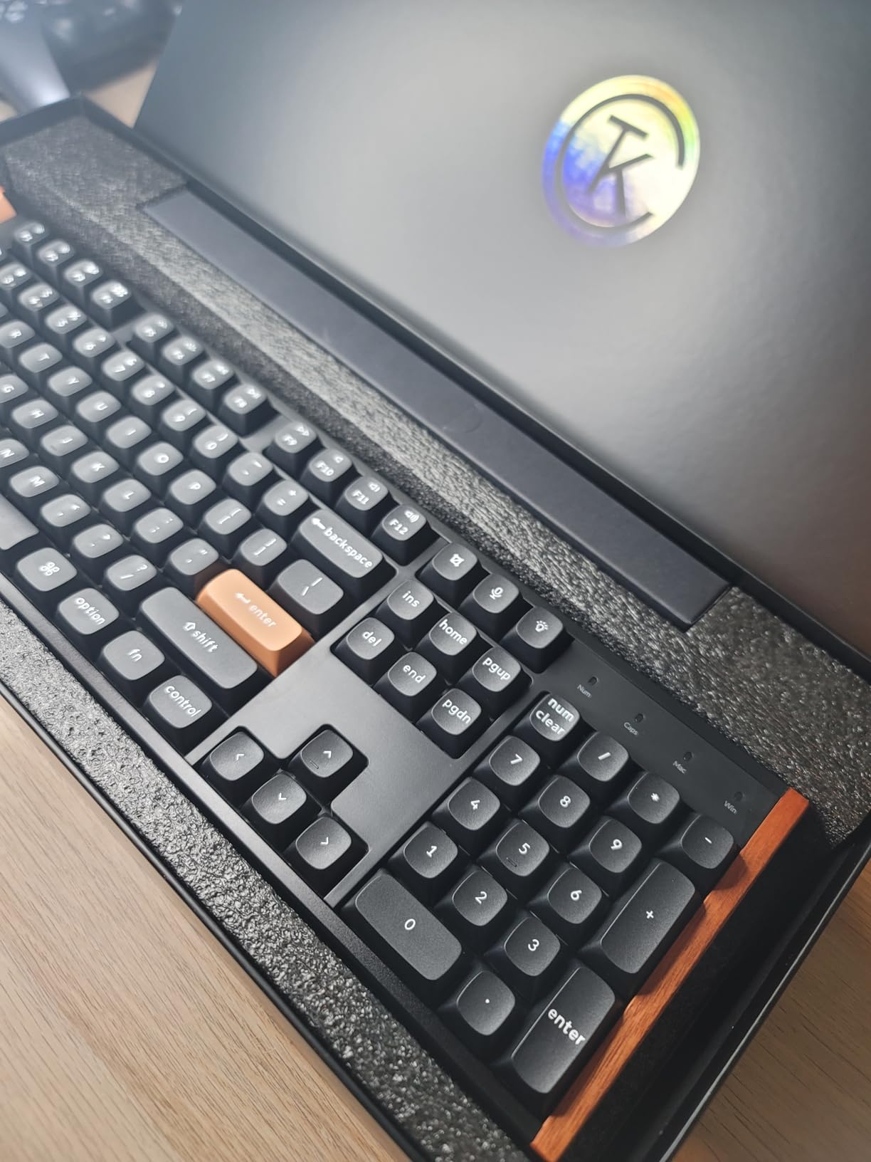 Keychron K10 HE Hall Effect Keyboard Wireless, Magnetic Switch Hot Swappable, Adjustable Actuation Rapid Trigger Mode with Aluminum + Wood Frame, Full-Size Custom RGB for Mac Windows Linux - Black Customer Review Keychron K10 HE Hall Effect Keyboard Wireless, Magnetic Switch Hot Swappable, Adjustable Actuation Rapid Trigger Mode with Aluminum + Wood Frame, Full-Size Custom RGB for Mac Windows Linux - Black - Customer Photo 3