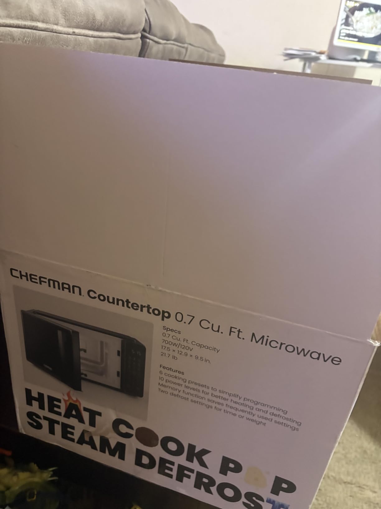 Chefman Countertop Microwave Oven 0.7 Cu. Ft., 700 Watts with 10 Power Levels, 6 Cooking Presets with One-Touch Express Cook, Eco Mode, Child Safety Lock, & Mute Button - Black Customer Review Chefman Countertop Microwave Oven 0.7 Cu. Ft., 700 Watts with 10 Power Levels, 6 Cooking Presets with One-Touch Express Cook, Eco Mode, Child Safety Lock, & Mute Button - Black - Customer Photo 1