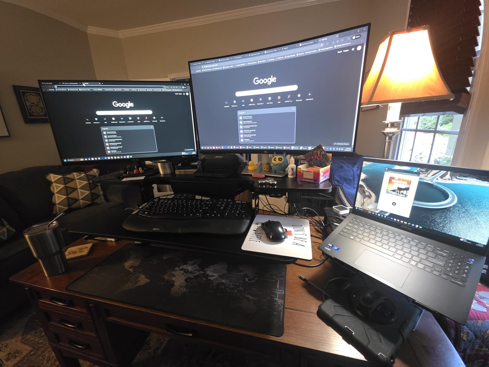 FLEXISPOT 42 inch Electric Motor Desk Converter, Height Adjustable Motorized Stand up Desk Riser with Quick Release Keyboard Tray, Black Monitors and Laptop Workstation - Customer Photo 3