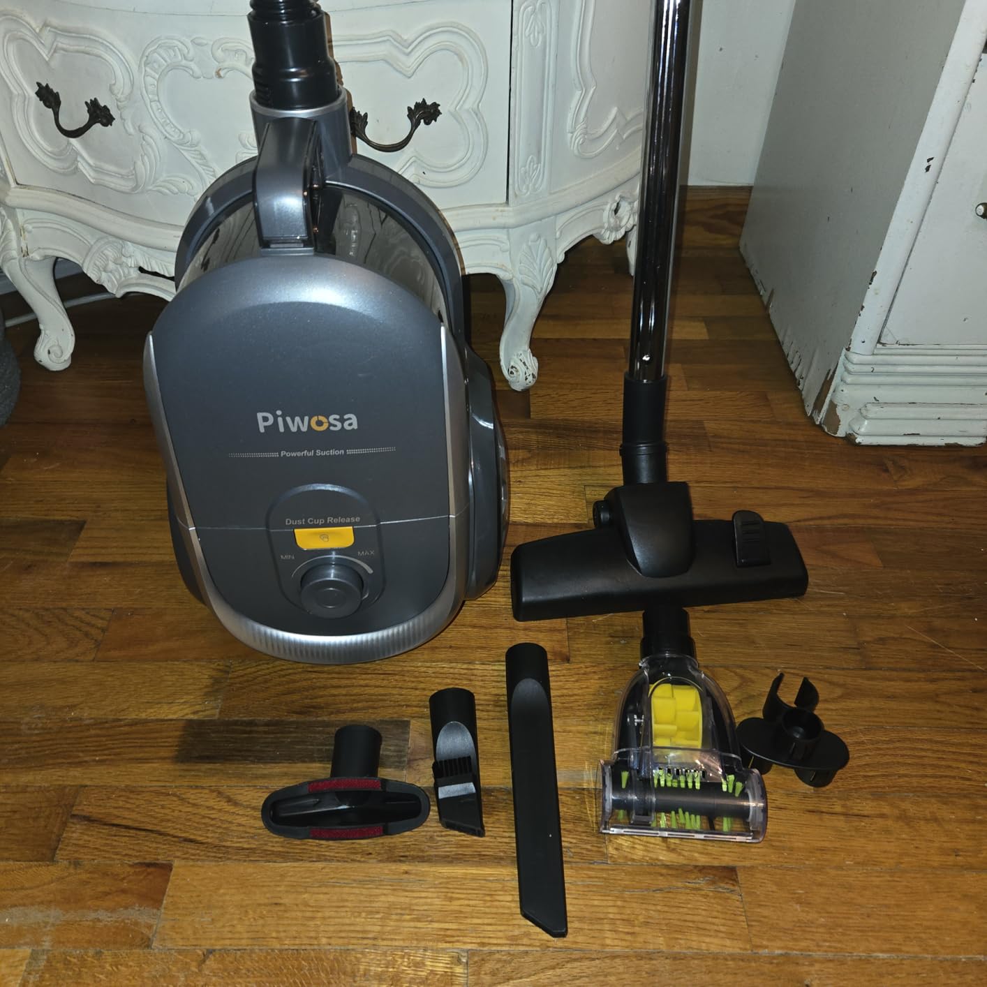 Aircliff Canister Vacuum Cleaner, Specially Designed Nozzle for Pet Family, 1200W & 17Kpa Strong Suction, 2 HEPA Filters & 5 Cleaning Tools for Hard Floor, Carpet, Upholstery, Pet Hair Customer Review Aircliff Canister Vacuum Cleaner, Specially Designed Nozzle for Pet Family, 1200W & 17Kpa Strong Suction, 2 HEPA Filters & 5 Cleaning Tools for Hard Floor, Carpet, Upholstery, Pet Hair - Customer Photo 2