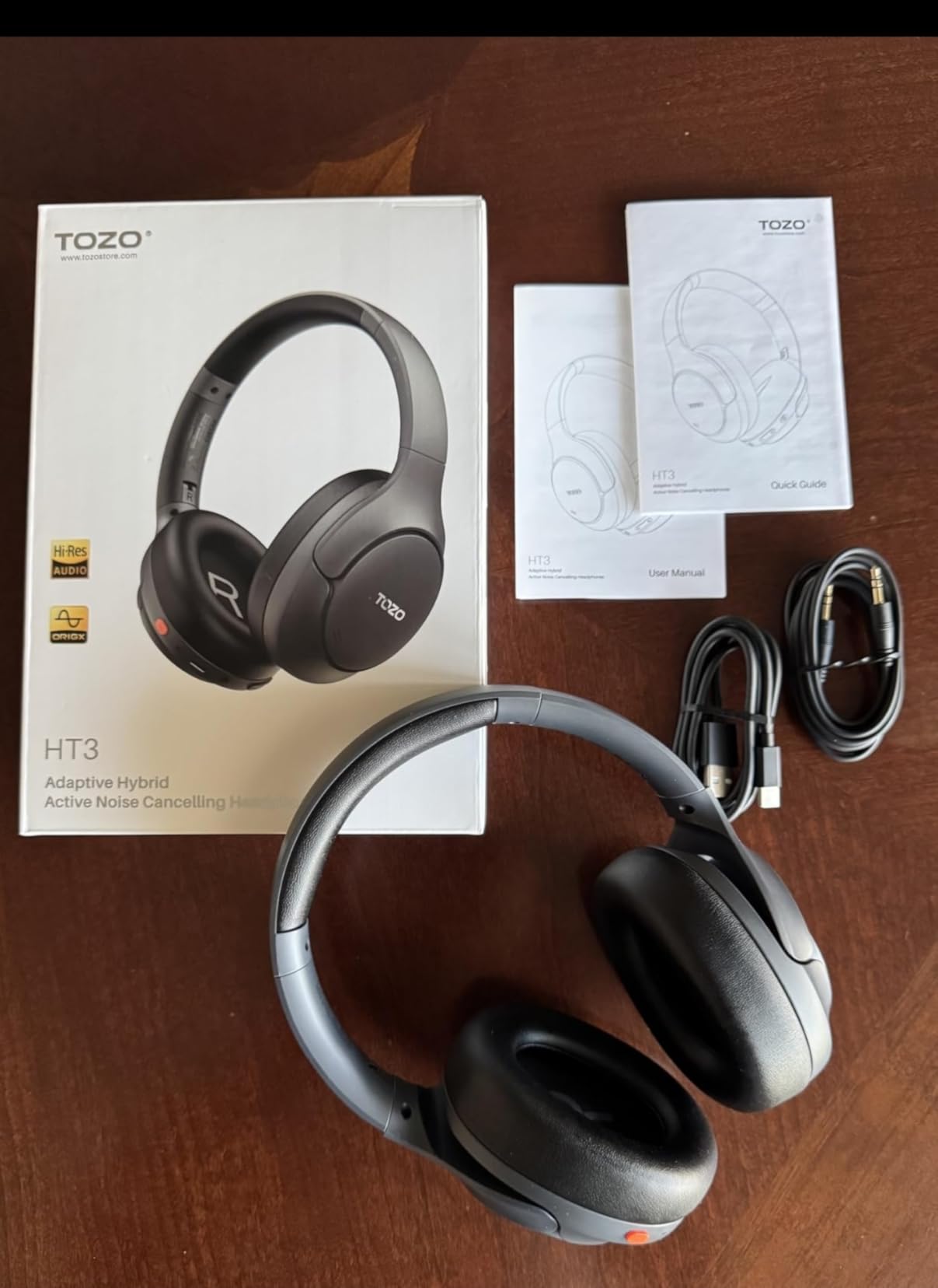 TOZO HT3 Hybrid Noise Cancelling Headphones, 90H Battery Life Wireless Over Ear Bluetooth 6.0 Foldable Headset, AI Voice Assistant with 5 Mics, Connect 2 Devices and Hi-Res Sound, 32 EQ Audio Presets - Customer Photo 2
