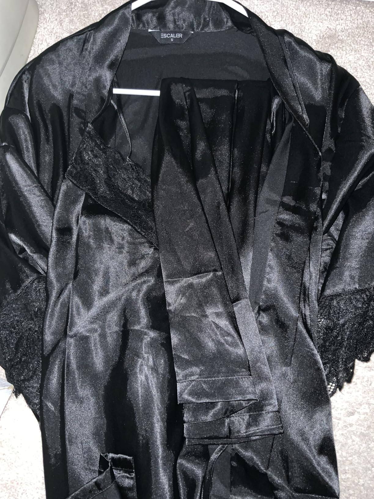 Moreone Women's Silk Satin Pajama Set 3-Piece with Robe, Sexy V-Neck Lace Cami Top and Long Pants, Luxury Soft Sleepwear - Customer Photo 1